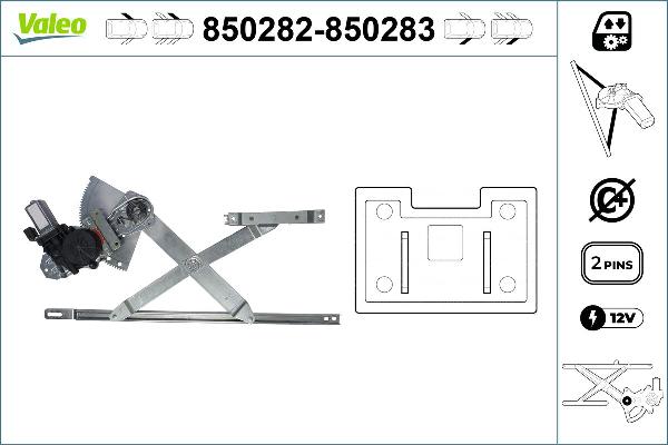 VALEO 850282 - Підйомний пристрій для вікон autocars.com.ua