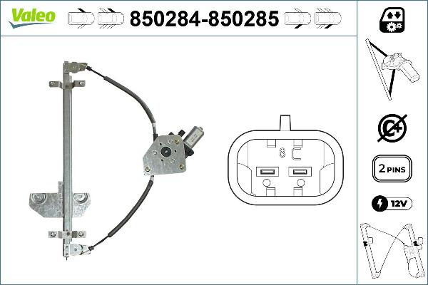 VALEO 850284 - Підйомний пристрій для вікон autocars.com.ua