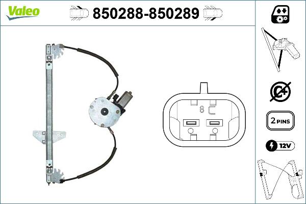 VALEO 850288 - Підйомний пристрій для вікон autocars.com.ua