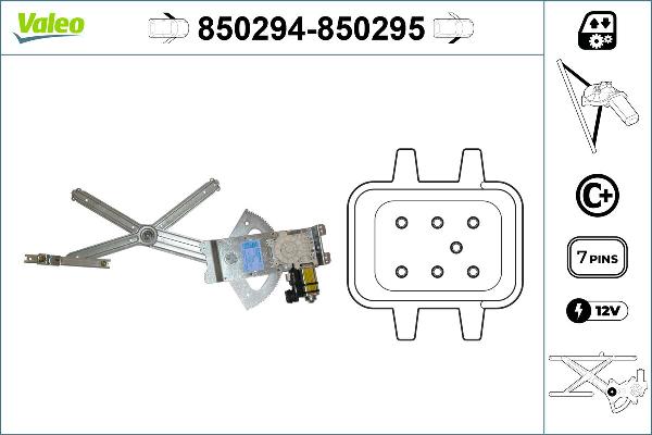 VALEO 850294 - Вимикач, стеклолод'емнік autocars.com.ua