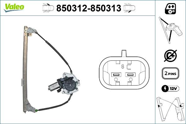 VALEO 850312 - Підйомний пристрій для вікон autocars.com.ua