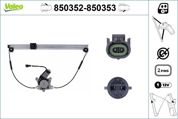 VALEO 850352 - Підйомний пристрій для вікон autocars.com.ua