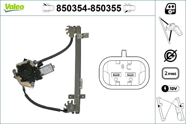 VALEO 850354 - Підйомний пристрій для вікон autocars.com.ua