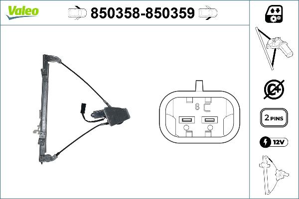 VALEO 850358 - Підйомний пристрій для вікон autocars.com.ua