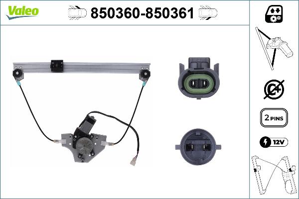 VALEO 850360 - Підйомний пристрій для вікон autocars.com.ua