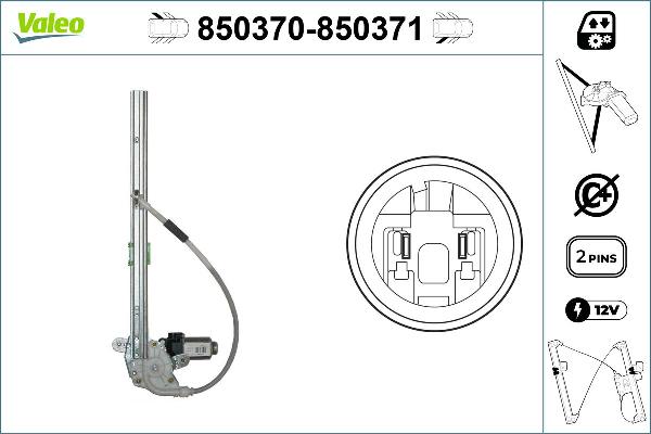 VALEO 850370 - Підйомний пристрій для вікон autocars.com.ua