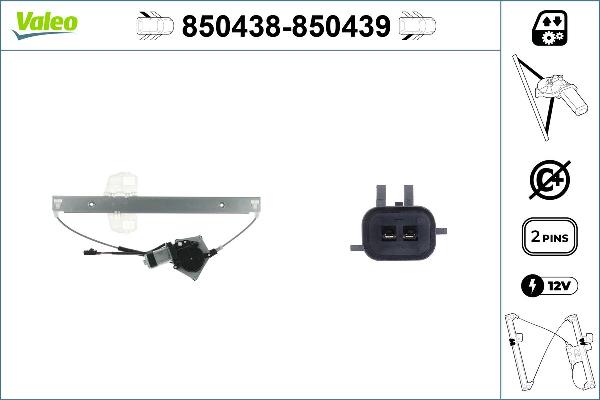 VALEO 850438 - Підйомний пристрій для вікон autocars.com.ua