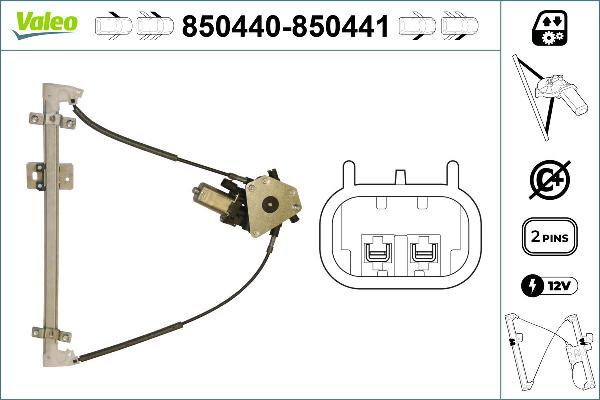 VALEO 850440 - Підйомний пристрій для вікон autocars.com.ua