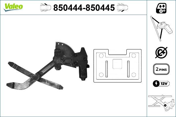 VALEO 850444 - Підйомний пристрій для вікон autocars.com.ua