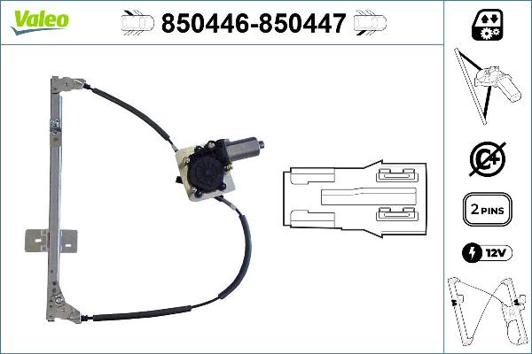 VALEO 850446 - Підйомний пристрій для вікон autocars.com.ua