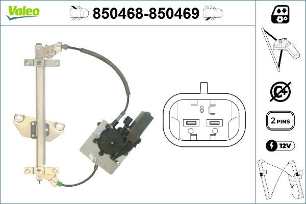 VALEO 850468 - Підйомний пристрій для вікон autocars.com.ua