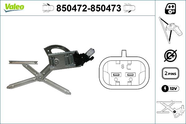 VALEO 850472 - Підйомний пристрій для вікон autocars.com.ua