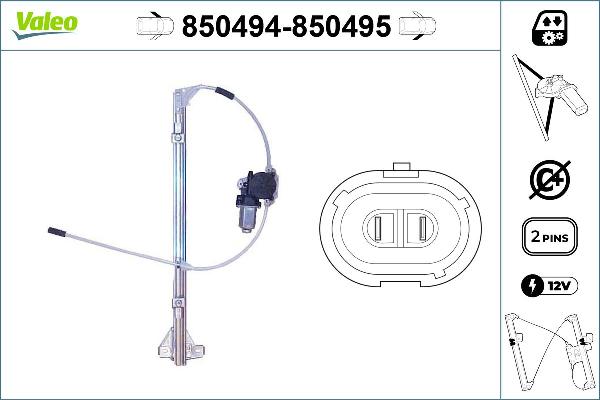 VALEO 850494 - Підйомний пристрій для вікон autocars.com.ua