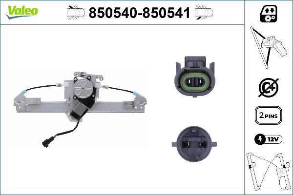 VALEO 850540 - Підйомний пристрій для вікон autocars.com.ua