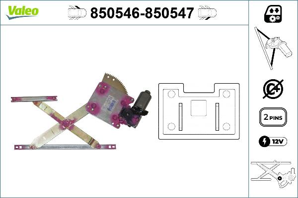 VALEO 850546 - Підйомний пристрій для вікон autocars.com.ua