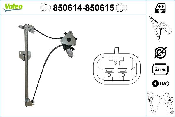 VALEO 850614 - Підйомний пристрій для вікон autocars.com.ua