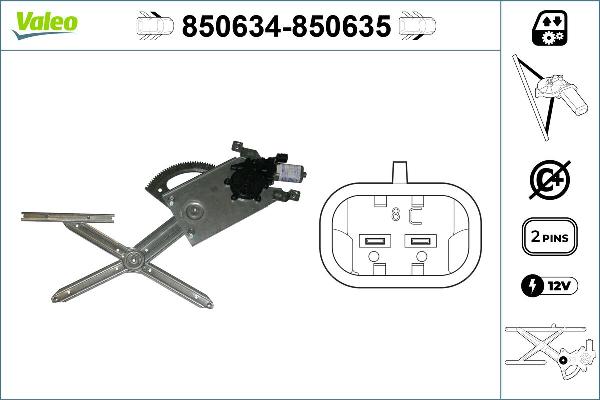 VALEO 850634 - Підйомний пристрій для вікон autocars.com.ua