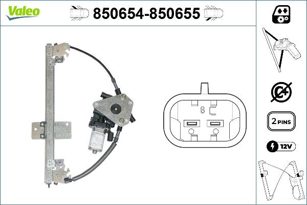 VALEO 850654 - Підйомний пристрій для вікон autocars.com.ua