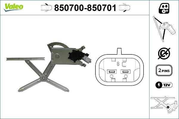 VALEO 850700 - Підйомний пристрій для вікон autocars.com.ua