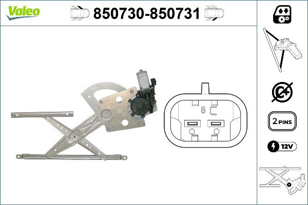 VALEO 850730 - Підйомний пристрій для вікон autocars.com.ua