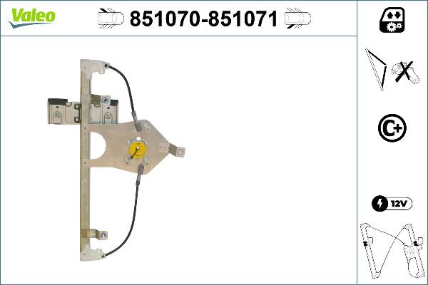 VALEO 851070 - Підйомний пристрій для вікон autocars.com.ua