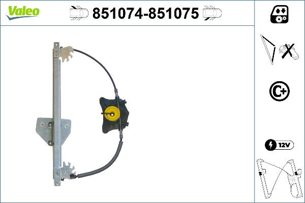 VALEO 851074 - Підйомний пристрій для вікон autocars.com.ua