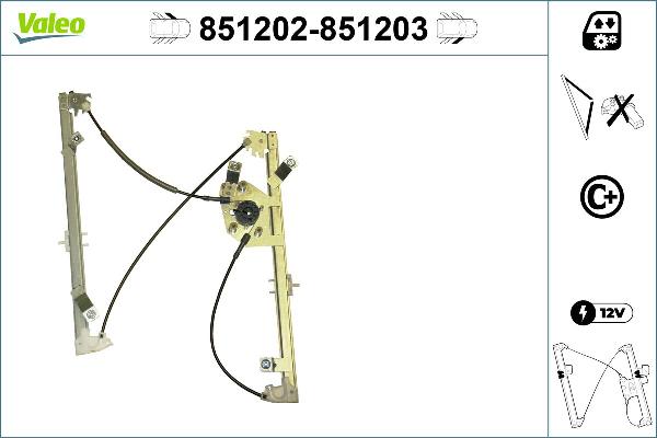 VALEO 851202 - Підйомний пристрій для вікон autocars.com.ua