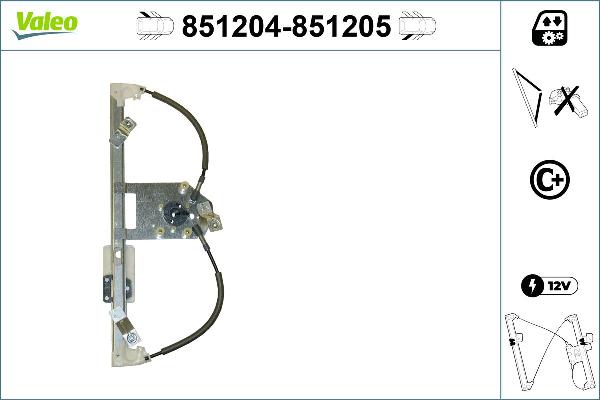 VALEO 851204 - Підйомний пристрій для вікон autocars.com.ua