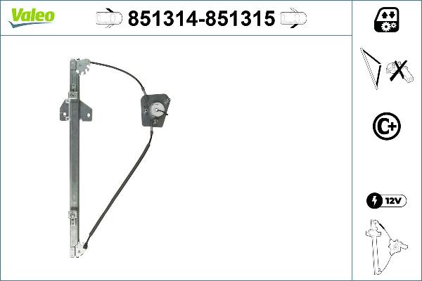 VALEO 851314 - Підйомний пристрій для вікон autocars.com.ua