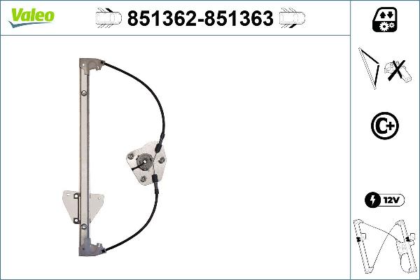 VALEO 851362 - Підйомний пристрій для вікон autocars.com.ua