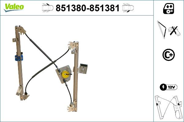 VALEO 851380 - Підйомний пристрій для вікон autocars.com.ua