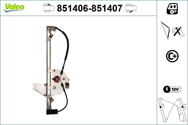 VALEO 851406 - Підйомний пристрій для вікон autocars.com.ua