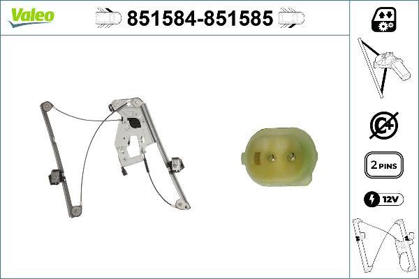 VALEO 851584 - Підйомний пристрій для вікон autocars.com.ua