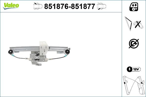 VALEO 851876 - Підйомний пристрій для вікон autocars.com.ua