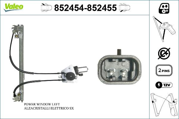 VALEO 852454 - Підйомний пристрій для вікон autocars.com.ua