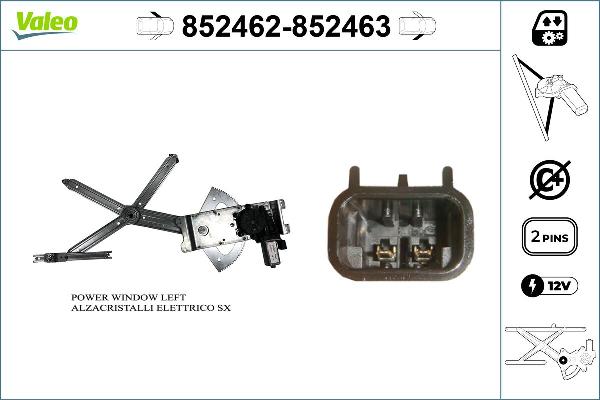 VALEO 852462 - Підйомний пристрій для вікон autocars.com.ua