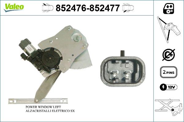 VALEO 852476 - Підйомний пристрій для вікон autocars.com.ua