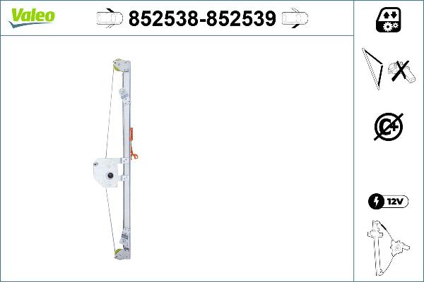 VALEO 852538 - Підйомний пристрій для вікон autocars.com.ua