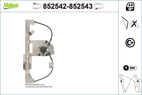 VALEO 852542 - Підйомний пристрій для вікон autocars.com.ua