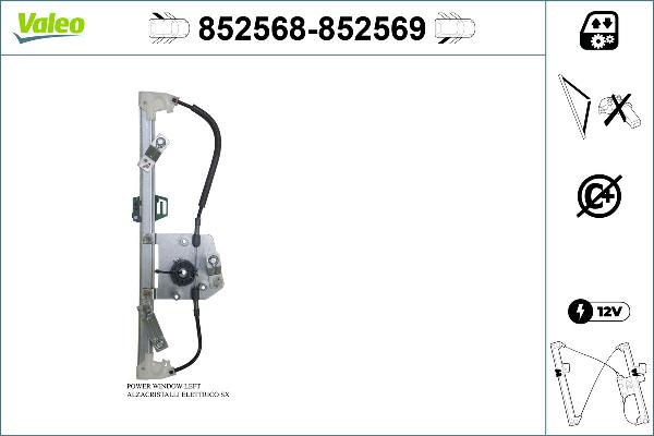 VALEO 852568 - Підйомний пристрій для вікон autocars.com.ua