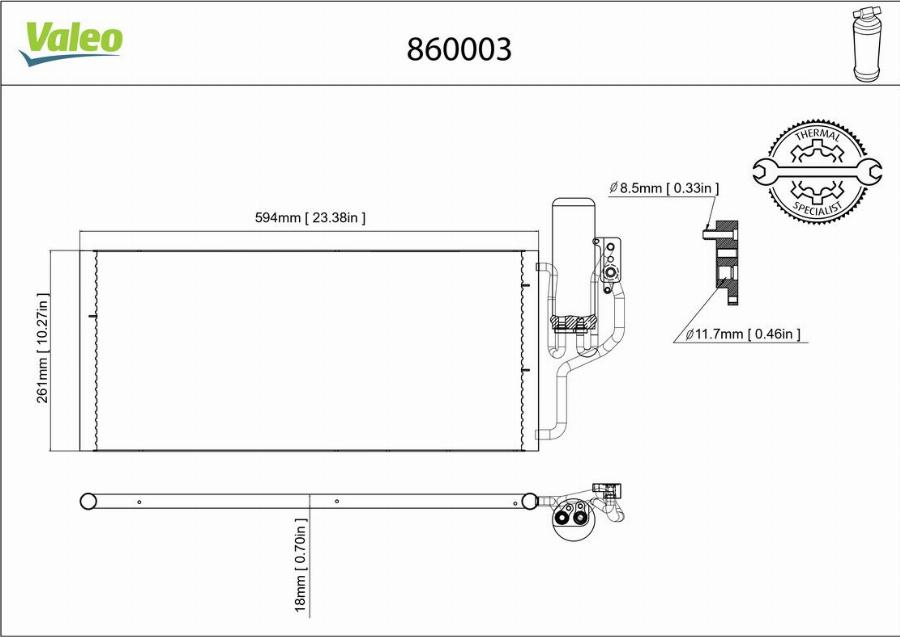 Valeo 860003 - Конденсатор, кондиціонер autocars.com.ua