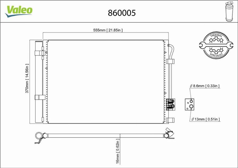 Valeo 860005 - Конденсатор, кондиціонер autocars.com.ua