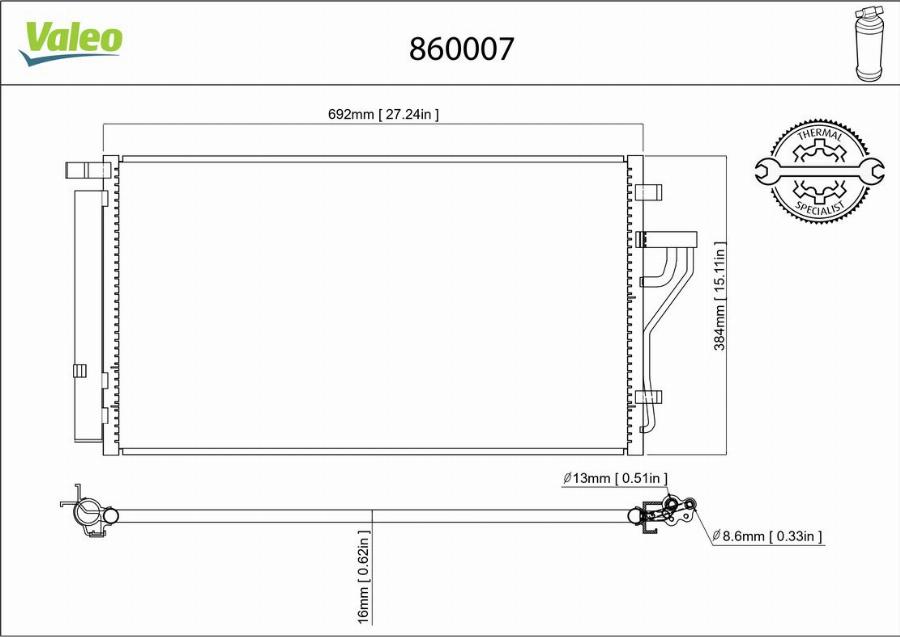 Valeo 860007 - Конденсатор кондиционера autodnr.net