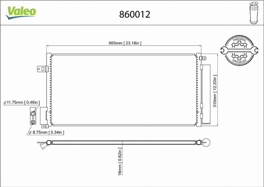 Valeo 860012 - Конденсатор, кондиціонер autocars.com.ua