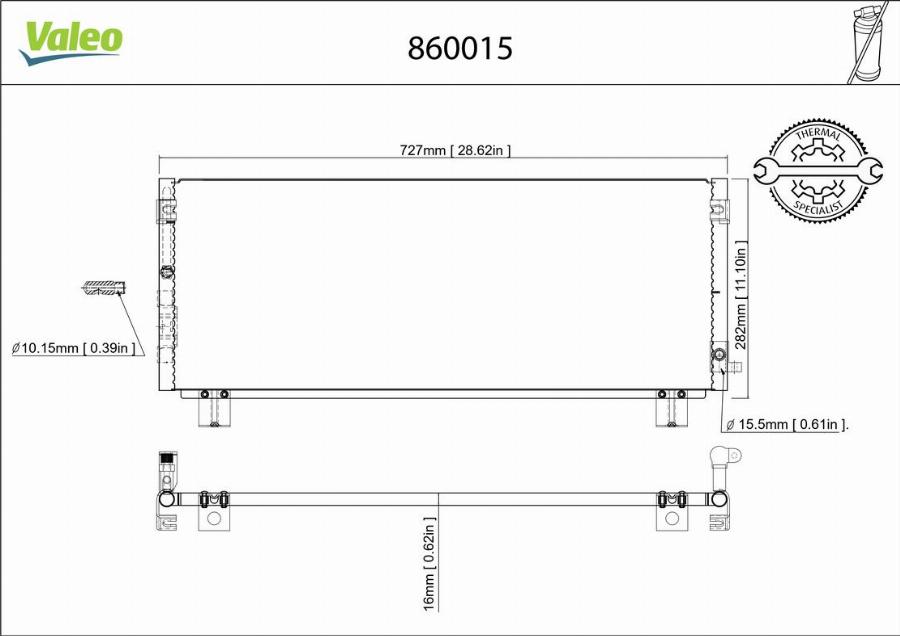 Valeo 860015 - Конденсатор, кондиціонер autocars.com.ua