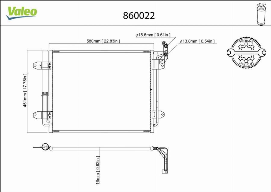 Valeo 860022 - Конденсатор кондиционера avtokuzovplus.com.ua