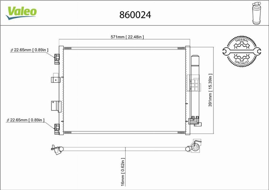 Valeo 860024 - Конденсатор, кондиціонер autocars.com.ua