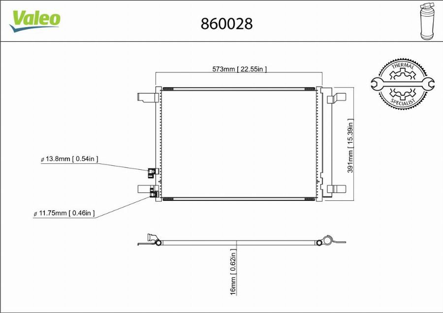 Valeo 860028 - Конденсатор, кондиціонер autocars.com.ua