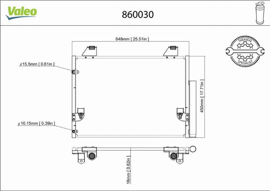 Valeo 860030 - Конденсатор, кондиціонер autocars.com.ua