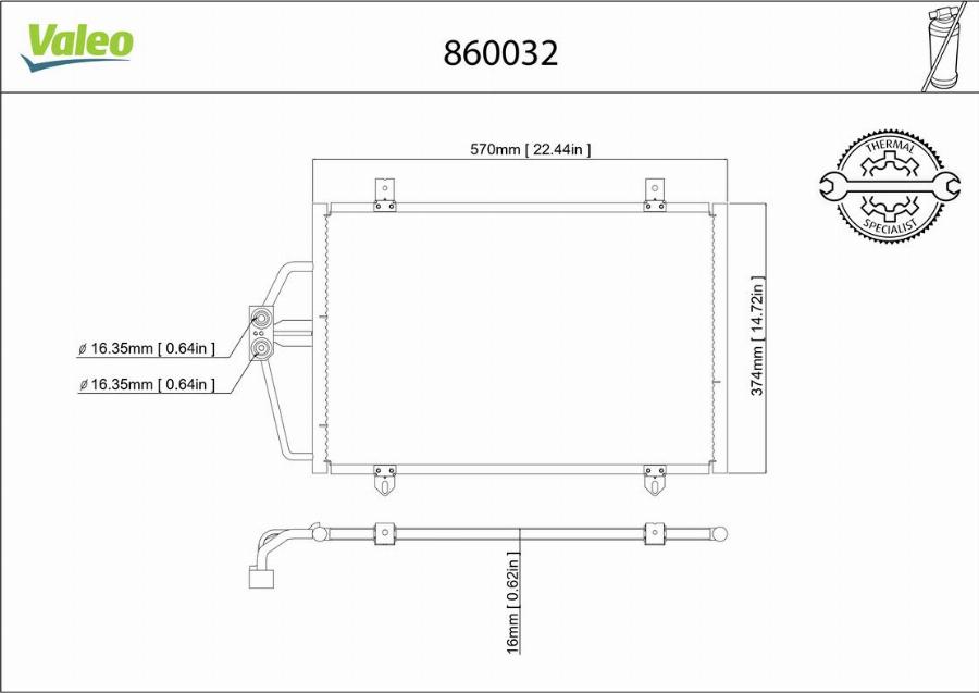 Valeo 860032 - Конденсатор, кондиціонер autocars.com.ua